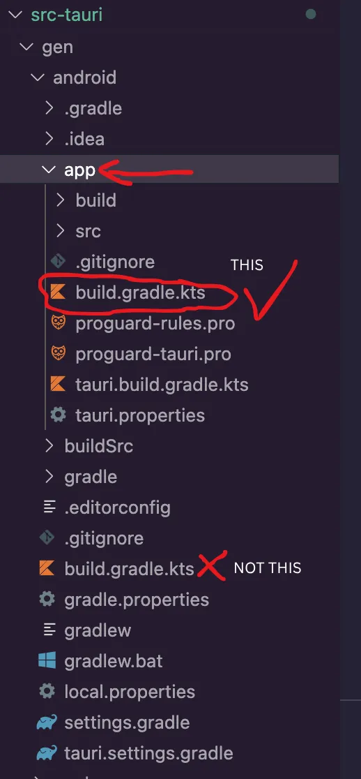 Ubicación de build.gradle.kts en el árbol de archivos