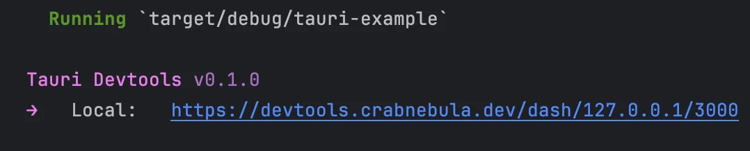 Mensaje de DevTools en la terminal